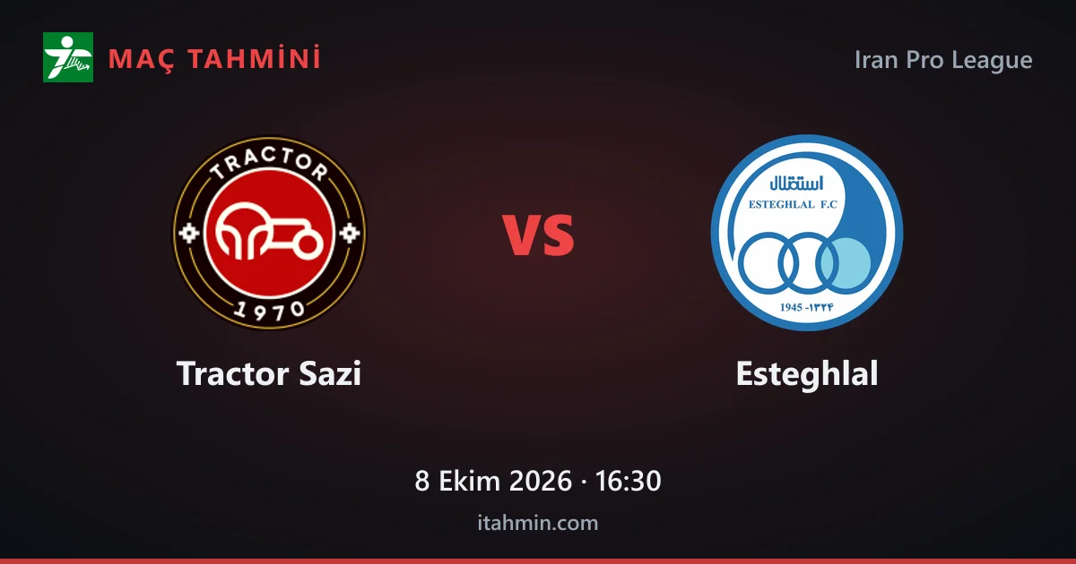Tractor Sazi - Esteghlal Maç Tahmini ve Analizi (8 Ekim 2026)